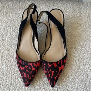 Stylish Red and Black Women's Slingback Heels